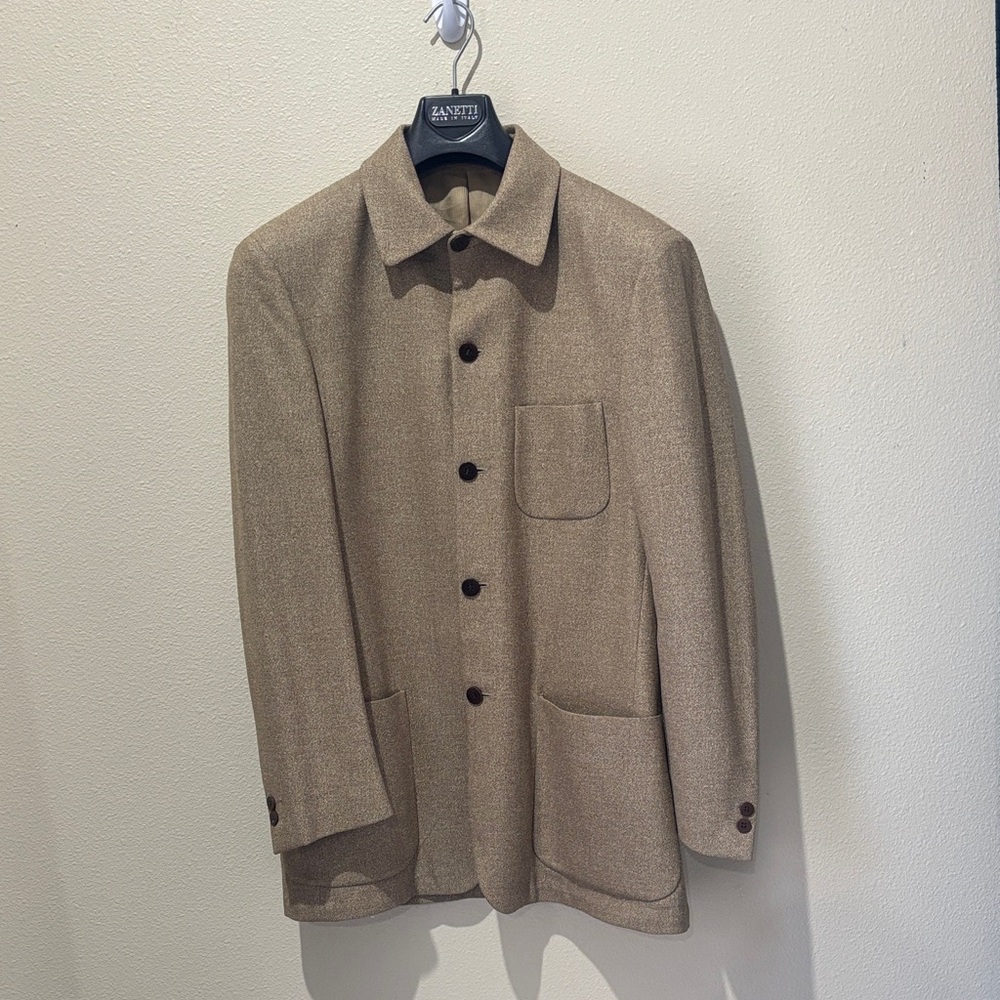 Men's Tan Shirt Jacket with Button Details